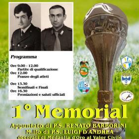 1° Memorial di calcio a 5 dedicato alle MOVC, M.llo Luigi D'ANDREA - App.to Renato BARBORINI