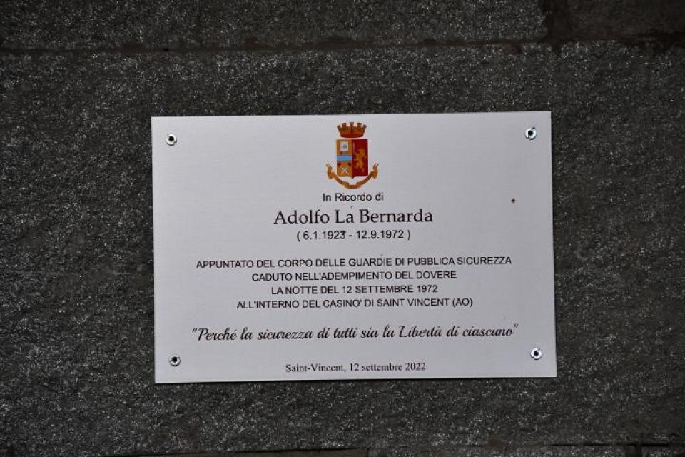 Cerimonia commemorativa per il 50° anniversario della morte dell'Appuntato di P.S. A. La Bernarda
