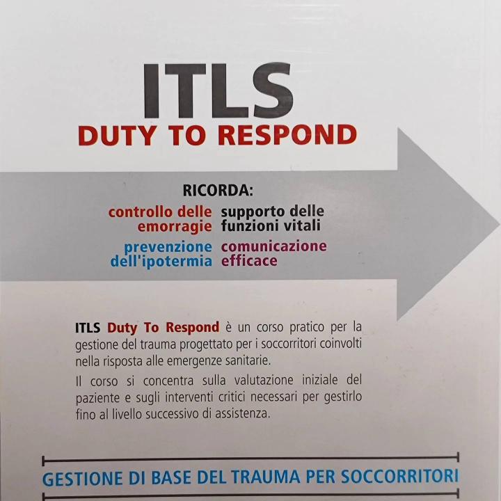 Corso Duty To Responde della ITLS - Gestione di Base del Trauma per Soccorritori