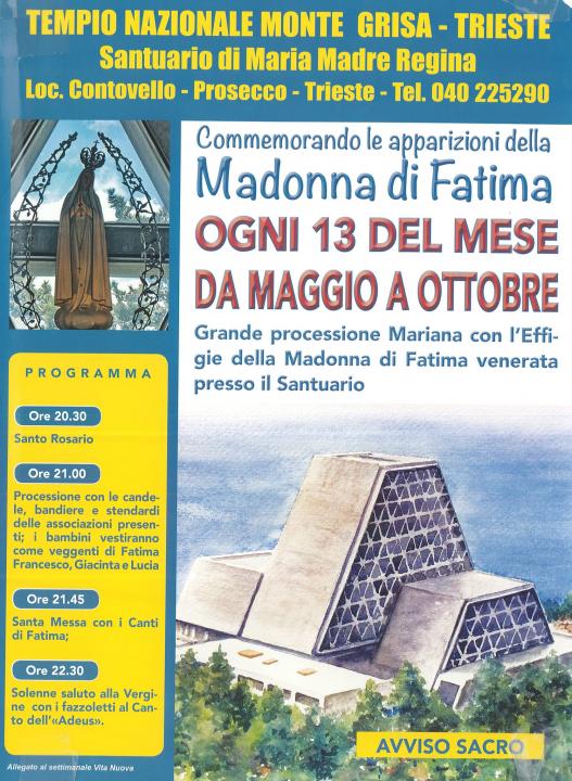 Il 13 settembre 2023 prestata assistenza alla grande Processione presso il Santuario di Monte Grisa 