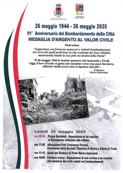 Cerimonia per l'81° Anniversario del Bombardamento di Tivoli